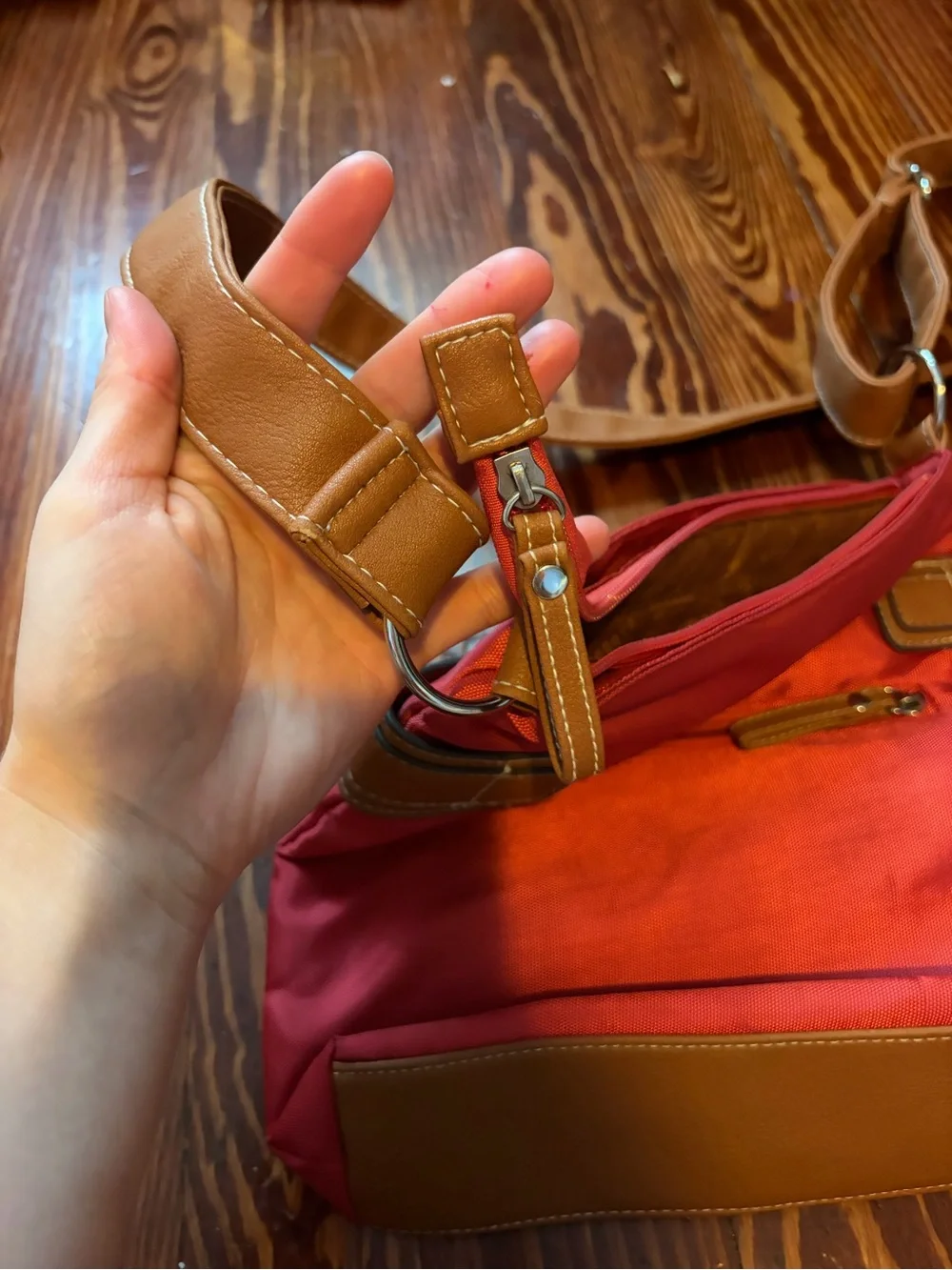 Roots Red And Brown Crossbody Purse